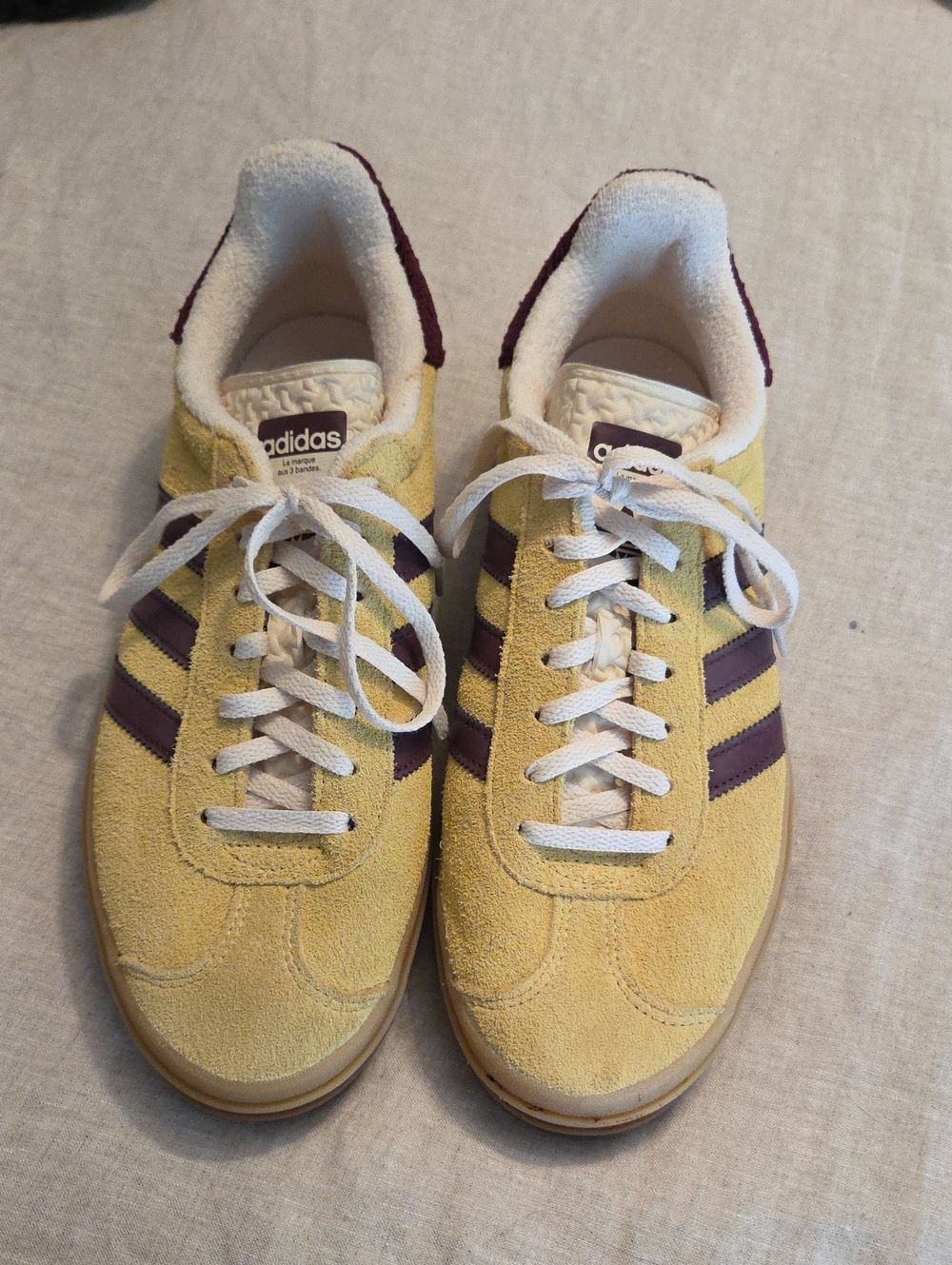 adidas Men’s Suede Sneakers - Yellow with Burgundy Stripes